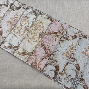 100 poliéster cortina sofá silla hilado teñido de tela de impresión de chenilla patrón de flor de tela jacquard