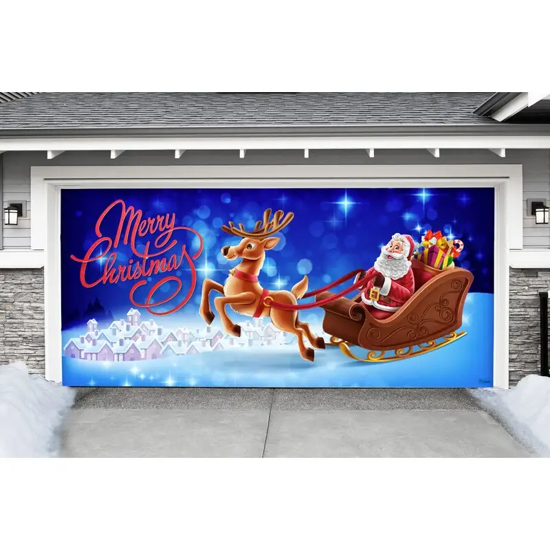 Custom Banner Birthday Banner Outdoor Christmas Holiday Cover 7 X 16ft Garage Door Banners