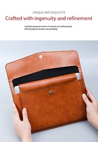 Carpeta de Cuero PU Marrón Resistente, Portadocumentos Impermeable, Estuche Tipo Sobre con Cierre a Presión, Funda para Portátil