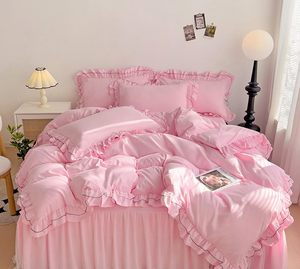 Juego de Edredón de Lujo con Bordado de Encaje de Algodón, con Falda para Cama, Personalizable, Calidad 400 Hilos, para Todas las Temporadas - Product Image 1
