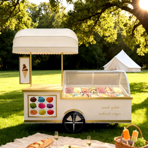 Carrito de Comida Móvil para Venta de Helados, Remolcable, Resistente a la Corrosión, Metálico, de 4 Ruedas, Personalizable, Amplia Selección, Multifuncional, para Exteriores - Product Image 1