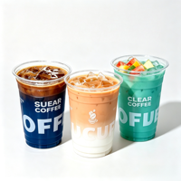 Gobelet en plastique PET jetable de qualité supérieure avec logo personnalisé, 12 oz, 16 oz, 24 oz, de qualité alimentaire, transparent, pour café, boissons, avec couvercle, pour bubble tea