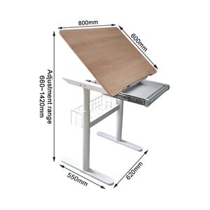 Bureau mobile multifonctionnel inclinable à réglage manuel, réglable en hauteur pneumatiquement, avec tiroirs, bureau élévateur pour le bureau à domicile - Product Image 3