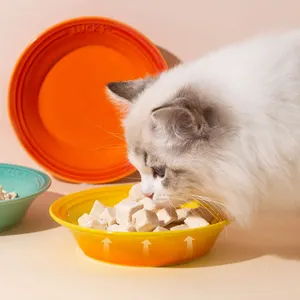 定制优质防滑食品接触安全粉色可爱宠物吃陶瓷猫碗宠物猫板