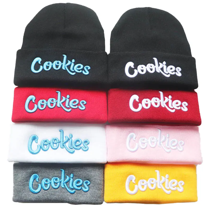 Tùy Chỉnh Dành Cho Người Lớn Mùa Đông Đan Beanie Với Cookie 3D Thêu Thư Đồng Bằng Mùa Đông Beanie Hat Người Đàn Ông Và Phụ Nữ