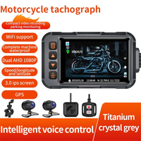 Kamera Motor Dashcam Ganda Depan dan Belakang 1080P dengan Layar 3.0 Inch, Perekam Skuter, Wifi, Monitor Parkir