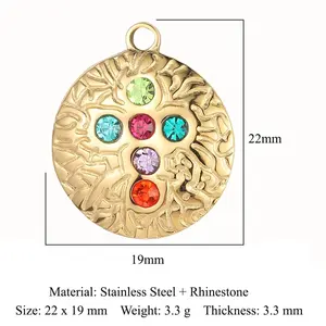 Pendant Necklace Stainless Steel 18K Gold Plated Waterproof Non Tarnish Stainless Steel Charms Cross Pendant Diy