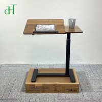 Bureau d'ordinateur portable en forme de C, réglable en hauteur, mobile, pour canapé, avec système de levage pneumatique Walnut, vente en gros
