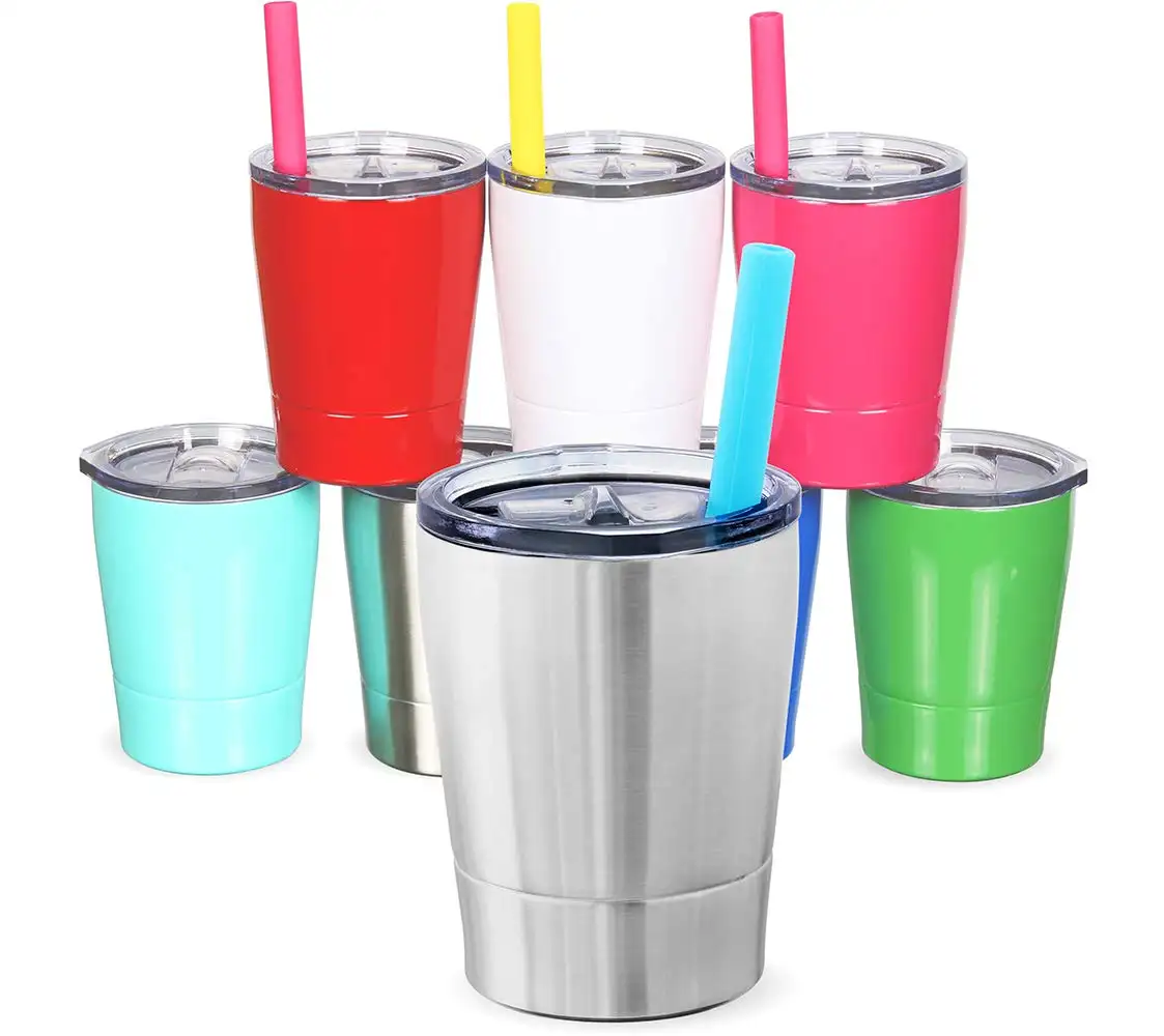 Wholesale 8oz kids tumbler cup with slide lid Insulated wine cup stainless steel milk cups mug for kids