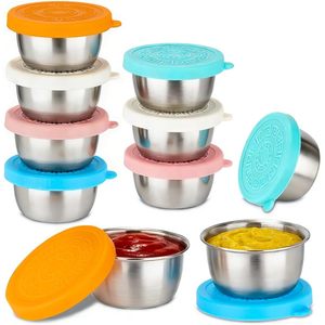Recipientes para condimentos de acero inoxidable de 1.6 onzas con tapas con clip, apilables para uso en la cocina y en viajes - Product Image 1
