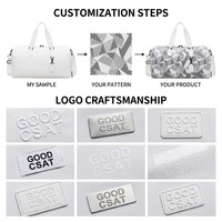 Sac de voyage à motif à carreaux en PU avec compartiment à chaussures, séparation sec/humide, pochette pour trolley, grande capacité, sac à main