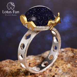 Lotus Fun Blue grès pierres précieuses bijoux en argent sterling or chien échapper à la <span class=keywords><strong>terre</strong></span> ensemble de bijoux bijoux fins pour les femmes - Product Image 3
