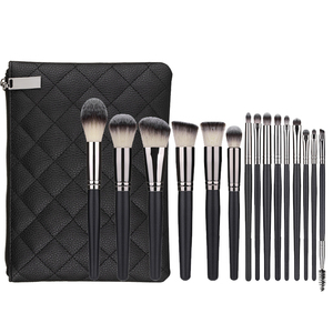 <span class=keywords><strong>Amazon</strong></span> Hot Selling Black Cosmetic Brush High Quality 15pcs Professional Makeup Brush Set with Bag - Product Image 1