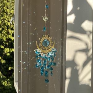 Campana de Viento de Cristal Sol y Luna al por Mayor en Stock, Atrapasueños de Ojo Turco Colgante para Decoración de Jardín y Ventana - Product Image 3