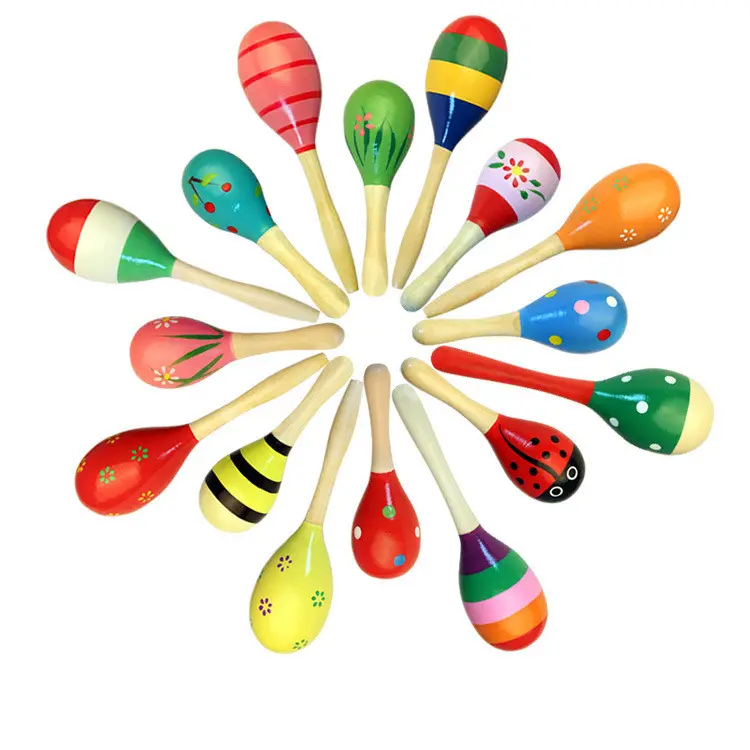 wooden maracas sand hammer wood festival carnival maracas baby percussion instruments musical toy educational