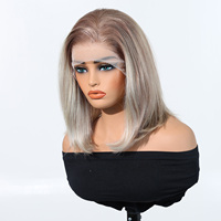 Perruque en cheveux humains Remy 100% naturels SARLA, avec dentelle frontale transparente, pour femmes aux cheveux courts, avec emballage personnalisable et logo.