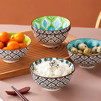 Juego de Regalo de 6 Tazones de Cerámica Estilo Bohemia de 4.75 Pulgadas, Diseño Más Reciente de 2025, Caja de Regalo para Boda, Vajilla de Porcelana para Cocina