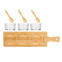 Ensemble de 3 tasses en verre avec cuillère et plateau de service, plateau de service avec bols en verre, ensemble de 3 bols en verre avec poignée