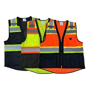 Áo phản quang an toàn màu đen, có thể tùy chỉnh, áo bảo hộ lao động xây dựng, lớp 3, nhẹ, áo lưới nhiều túi dành cho người khảo sát - Product Image 3