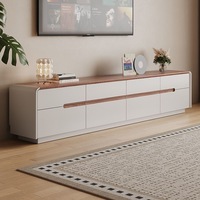 Juego de Mesa de TV y Mesa de Centro Rectangular de Madera Sólida de Lujo Moderno para Sala de Estar y Dormitorio con Cajones, Diseño Multifuncional