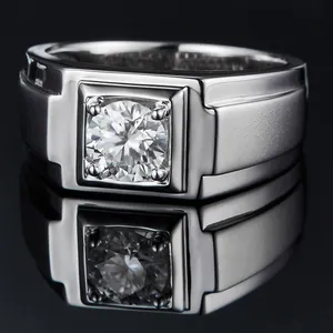 SGARIT Trendy Jewelry D Color 1ct VVS1 Moissanite Diamond Wedding Ring Jewellery White Gold Plated S925 Silver Men Ring For Gift