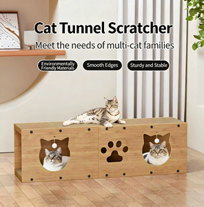 Túnel para Gatos con Rascador Integrado, Juguete Modular de Madera de Gran Longitud para Gatos, Color Natural, Estilo Moderno - Product Image 2