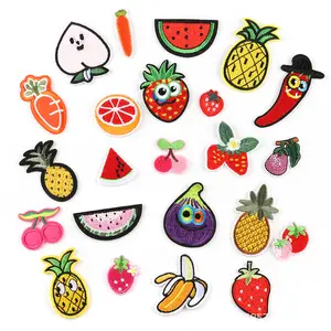 Ready Style Heat Press Transfer Chenille Applique Patches Vegetable Embroidery Label Iron Stamp Stick-On Towel Chenille Patch