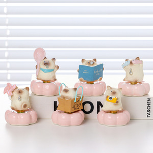 Ruijie – ensemble de figurines de chatons de dessin animé, 6 pièces, cadeau décoratif pour la maison, le bureau, ornement de bureau - Product Image 1