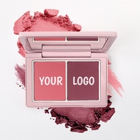 Palette de maquillage pour le visage bio 2 en 1, poudre de contour et blush hautement pigmentée, résistante à l'eau, lisse, avec logo personnalisé en gros