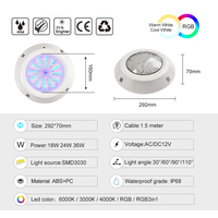 RGB lampu kolam renang, kendali jarak jauh IP68 18W 24W 36W dapat diredupkan bersertifikat CE LED bawah air tahan air