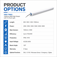 Luz LED Tri-Proof de Alta Potencia de 1500 mm y 80 W, IP66 IK10, Garantía de 5 Años, Regulable, para Grandes Almacenes, Centros Logísticos e Industriales