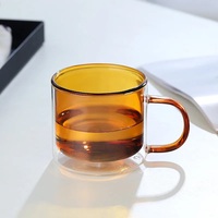Anpassbare 8oz 250ml Doppelwandige Borosilikatglas-Kaffeetassen Individuell Gefärbte Trinkgläser Wasser-Teetasse mit Henkel