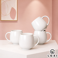 Keramik-Kaffeetassen Eiförmige Becher 420 ml Spülmaschinenfest Modernes Logo Individuelle Farbe für Zuhause Büro Werbegeschenk