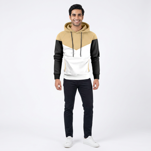 Sweat à capuche trois tons personnalisé avec logo du fabricant, en molleton 3D à bords coupés, style vintage, 100 % coton, pour homme, hiver - Product Image 1