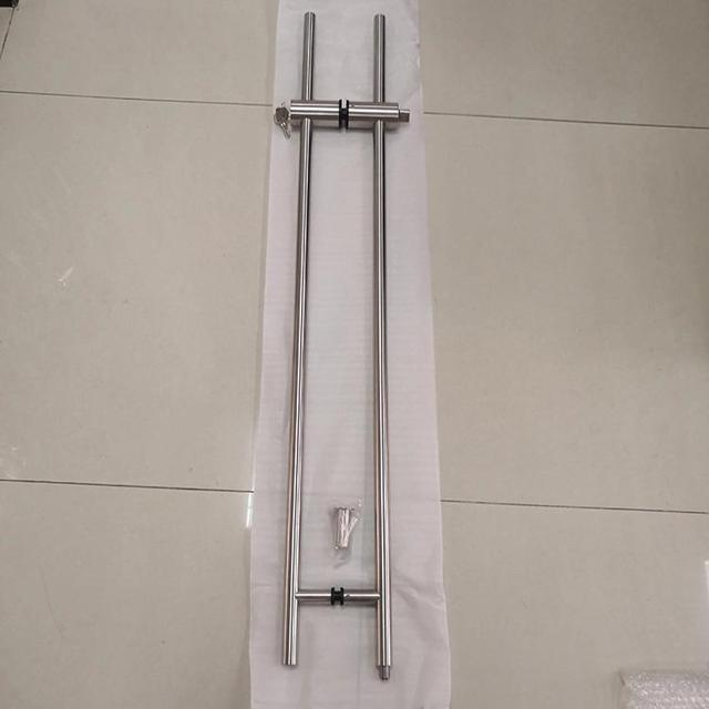 Glass Door Hardware Round Tube Stainless Steel Pull Handle with Lock