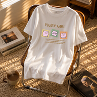 T-shirt décontracté pour femme, personnalisé, tricoté, écologique, coupe classique, imprimé dessin animé, 100% coton, séchage rapide, respirant
