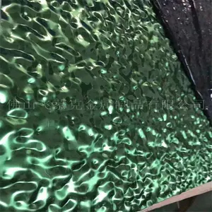 Miroir argenté grand motif pour décoration murale panneau ondulation de l'eau tôle d'acier inoxydable