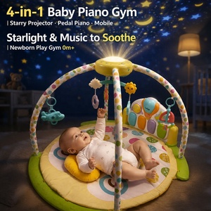 Tapis d'éveil musical et sensoriel pour bébé <span class=keywords><strong>avec</strong></span> projecteur d'étoiles, tapis de jeu pour nouveau-né, jouet musical OEM ODM pour 0 mois et plus, vente en gros - Product Image 1