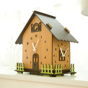 Modern Wooden <b>Wall</b> <b>Clock</b> House Shape <b>Silent</b> Quartz Battery Powered Decorative Home Office Kitchen Bedroom Living Room - Product Image 4