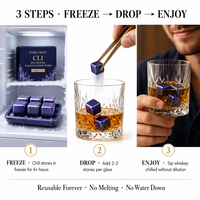 4 pierres à whisky en titane pur de qualité 1, finition irisée CLI |   Zéro dilution |   Glaçons en métal réutilisables, fabrication OEM disponible