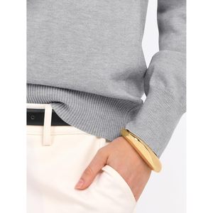 Pull à manches longues et col en V pour femme, doux, coupe ample, décontracté, basique, pour l'automne - Product Image 6