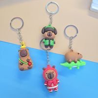 Capybara Anime 3D PVC caoutchouc léger porte-clés mignon porte-clés en silicone dans le style de dessin animé porte-clés en plastique pour la vente en gros