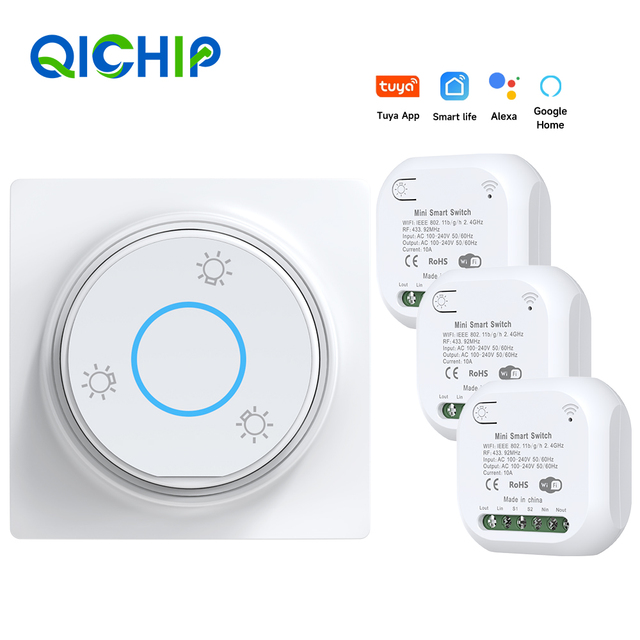 For Tuya Smart WiFi Wireless Wall Switch Push Button Panel Light Switches No Battery Required Remote Timing Relay Aleax PC/ABS
