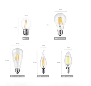C7/C9 /G40/G45/S14/A19/A60/G80/G95/G125 C35/CA35/G50 LED filament bulb dimmable Warm White global Light bulbs Replace bulbs