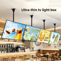 Cadre d'affichage LED ultra-mince pour menu mural OEM, en verre trempé, rétroéclairé, pour restaurant