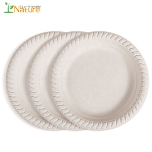 9 Inch White Round Party Corn Starch Food Disposable Biodegradable Plates - Product Image 2