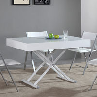 Table basse blanche moderne réglable en hauteur, transformable en table à manger, meuble en bois, gain de place pour salon et chambre