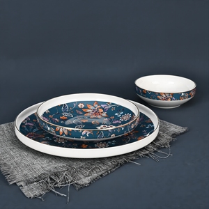 Vintage Gold Rim New Bone China 16 Pcs Flower Decal Dishes Food Salad Soup Plate and Bowls <b>Dinnerware</b> Set for Restaurant Hotel - Product Image 2