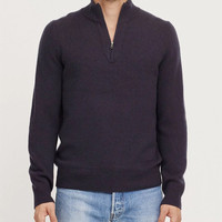 Pull en pur cachemire de haute qualité en tricot solide à demi-fermeture éclair pull en cachemire chaud personnalisé pour hommes