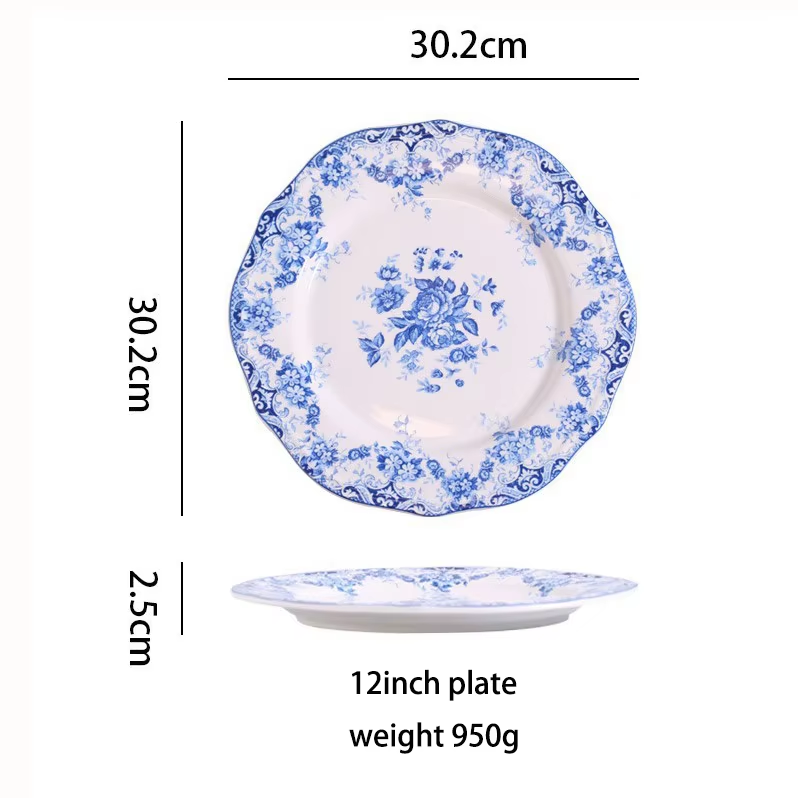 12 " plate blue flower